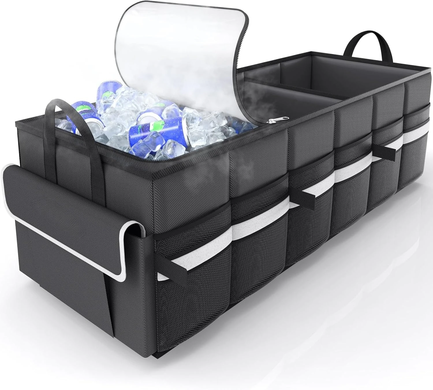 

Foldable Car Storage Box with Leak-Proof Insulated Compartment, Suitable for Sedans & Suvs, Dimensions 31.9x12.6x10.6 Inches