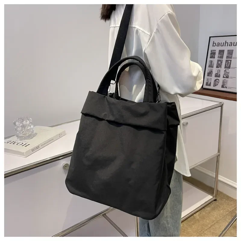 

Large Capacity Women Shopping Bag Solid Color Nylon Shoulder Crossbody Bags for Women Fashion Korea Style Ladies Hand Bag