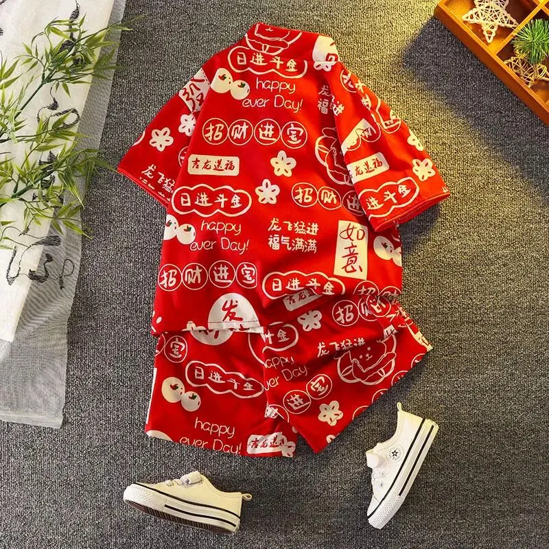 Conjunto hanfu para meninos, verão, novo conjunto de roupas infantis, menina, bebê, estilo chinês, roupas estilo tang, roupa de ano novo