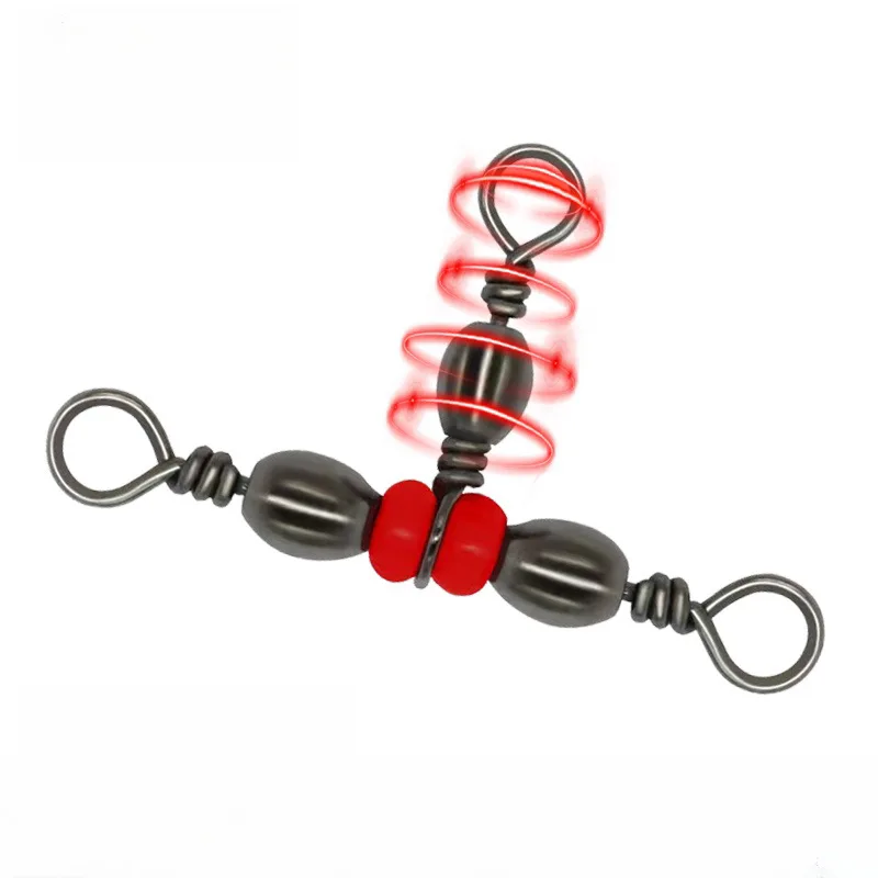 10 stks Vissen Connector Drieweg Barrel Swivel Snap Ring Met Kralen Voor Vishaak Lokken Lijn Vissen Accessoires