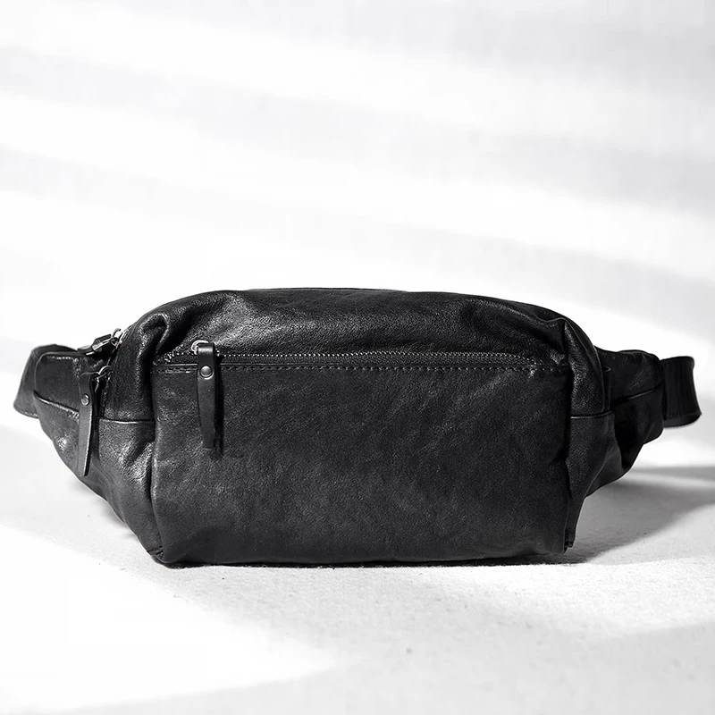 GENOFAN-Sac à bandoulière en cuir de vachette véritable pour hommes, sac de poitrine, sacs de taille à bandoulière, marque de mode, nouveau design