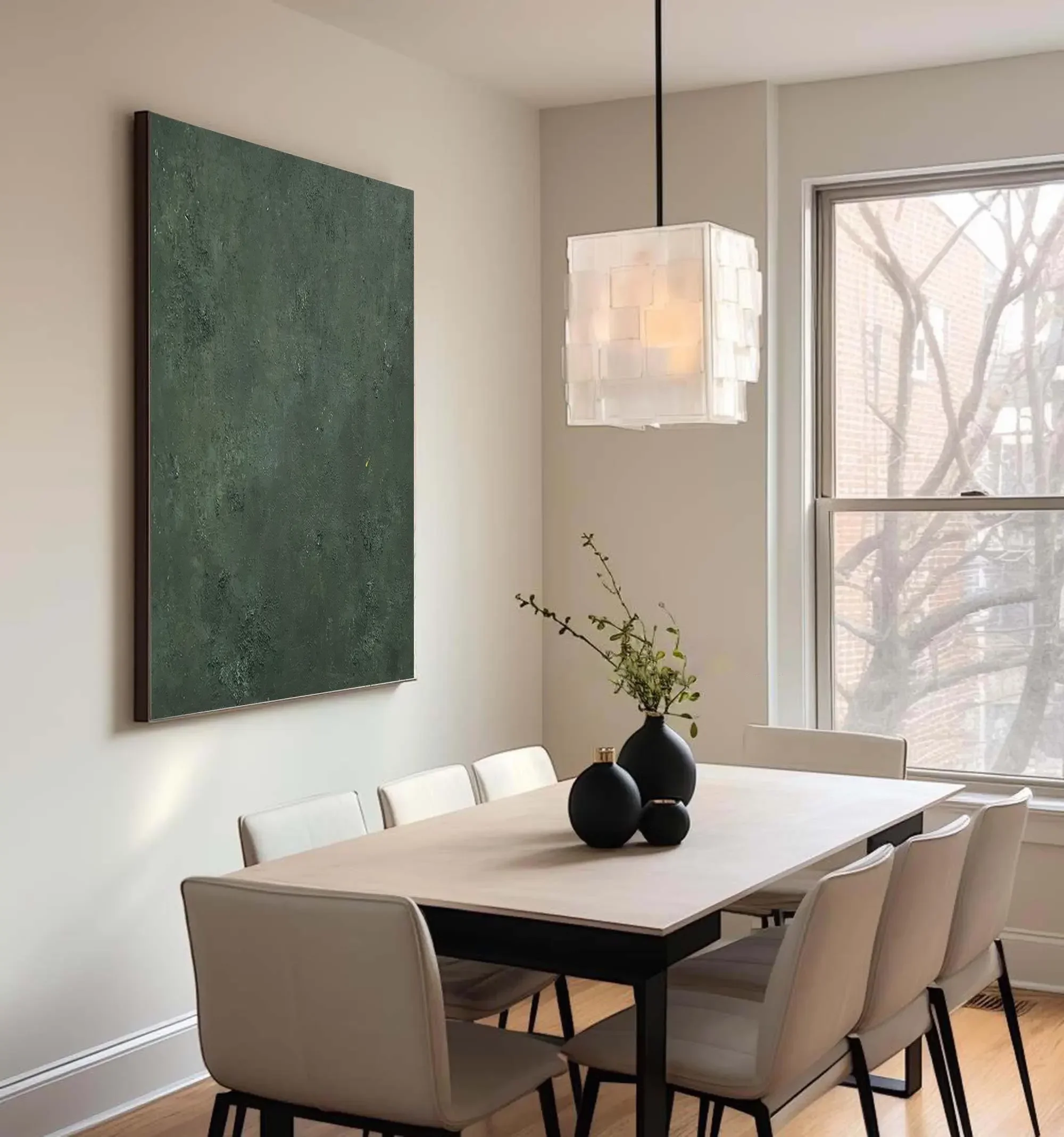 Large Green Minimalist Painting Green Texture Canvas Painting Wabi Sabi Wall Art Neutral Living Room Wall Decor