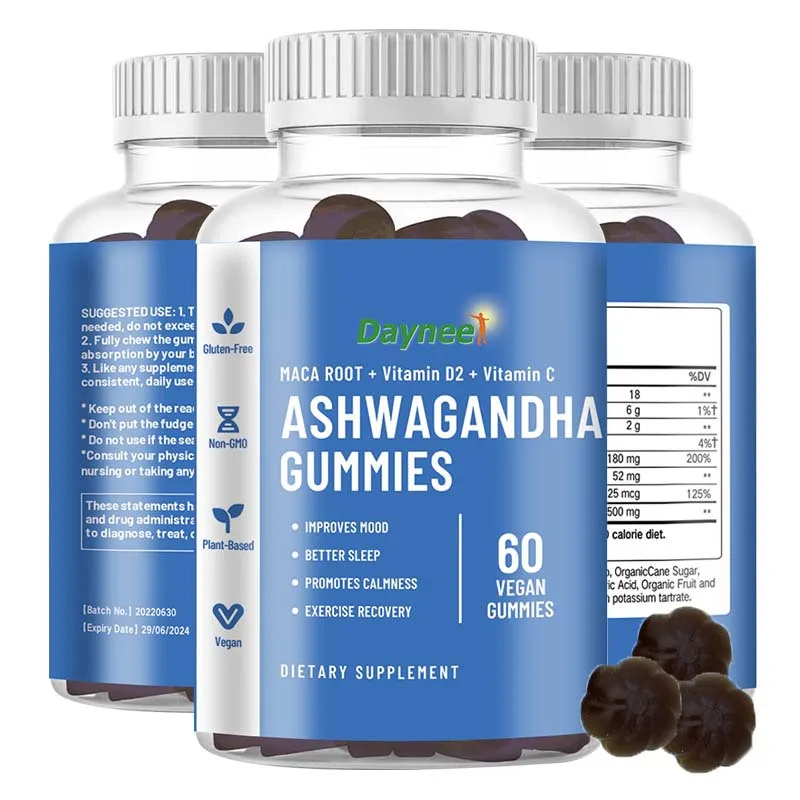 

3 Bottle Ashwagandha Gummies Stress Anxiety Relief Well Sleep Health Simple Support Testosterone Longer Sleep Improve Mood