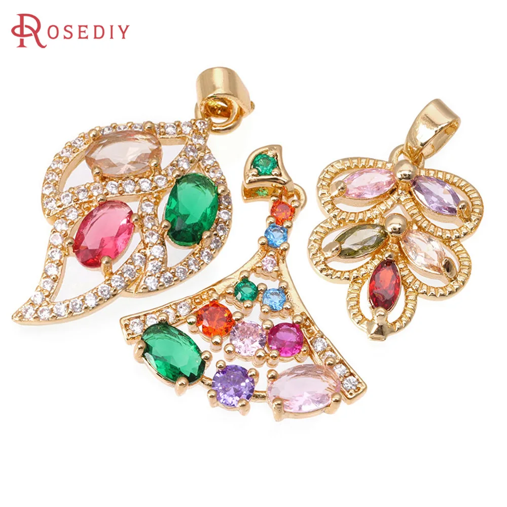 

18K Gold Color Brass and Zircon Tree Leaf Leaves Necklaces Charms Pendants High Quality Diy Earrings Jewelry Making Accessories