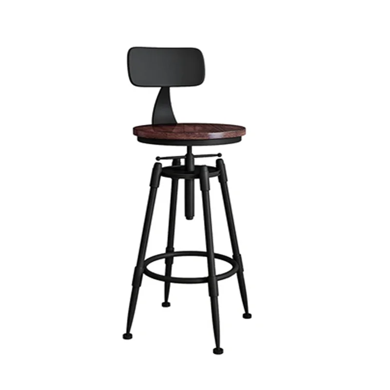 

Bar Chair Bar Chair Swivel Lift Chair Solid Wood High Stool Wrought Iron Back Home Bar Stool Modern Minimalist