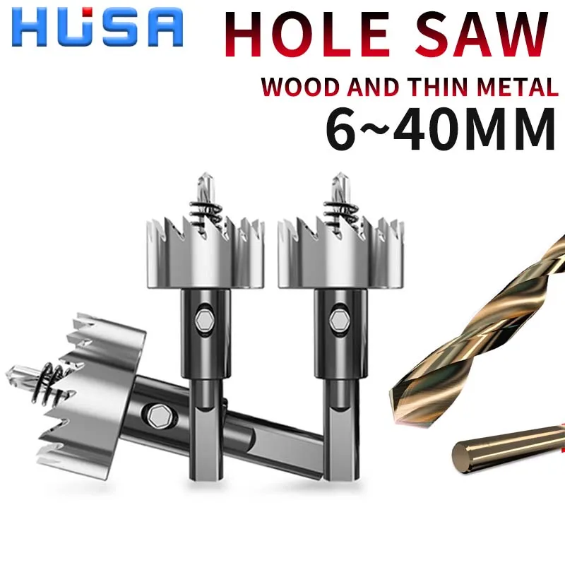 6mm-40mm HSS Hole Drill Stainless Steel Opener Hole Saw Drill Bit for Metal Alloy Iron Cutting Drilling button hole punch wood