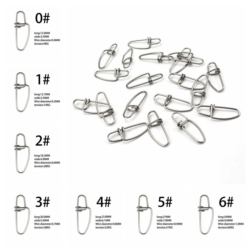 

100pcs Stainless Steel Fishing Connector Stainless Steel Pin Solid Rings Solid Connector Hooked Snaps Pin Safety Pin