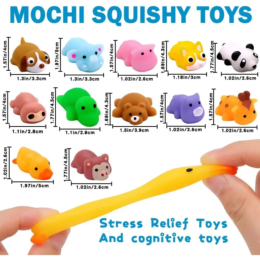 Mochi Squishy Toys Mini Jungle Animals Squishies Soft Squeeze Fidget Toys Kawaii Stress Relief Toys for Boys Girls Party Favors