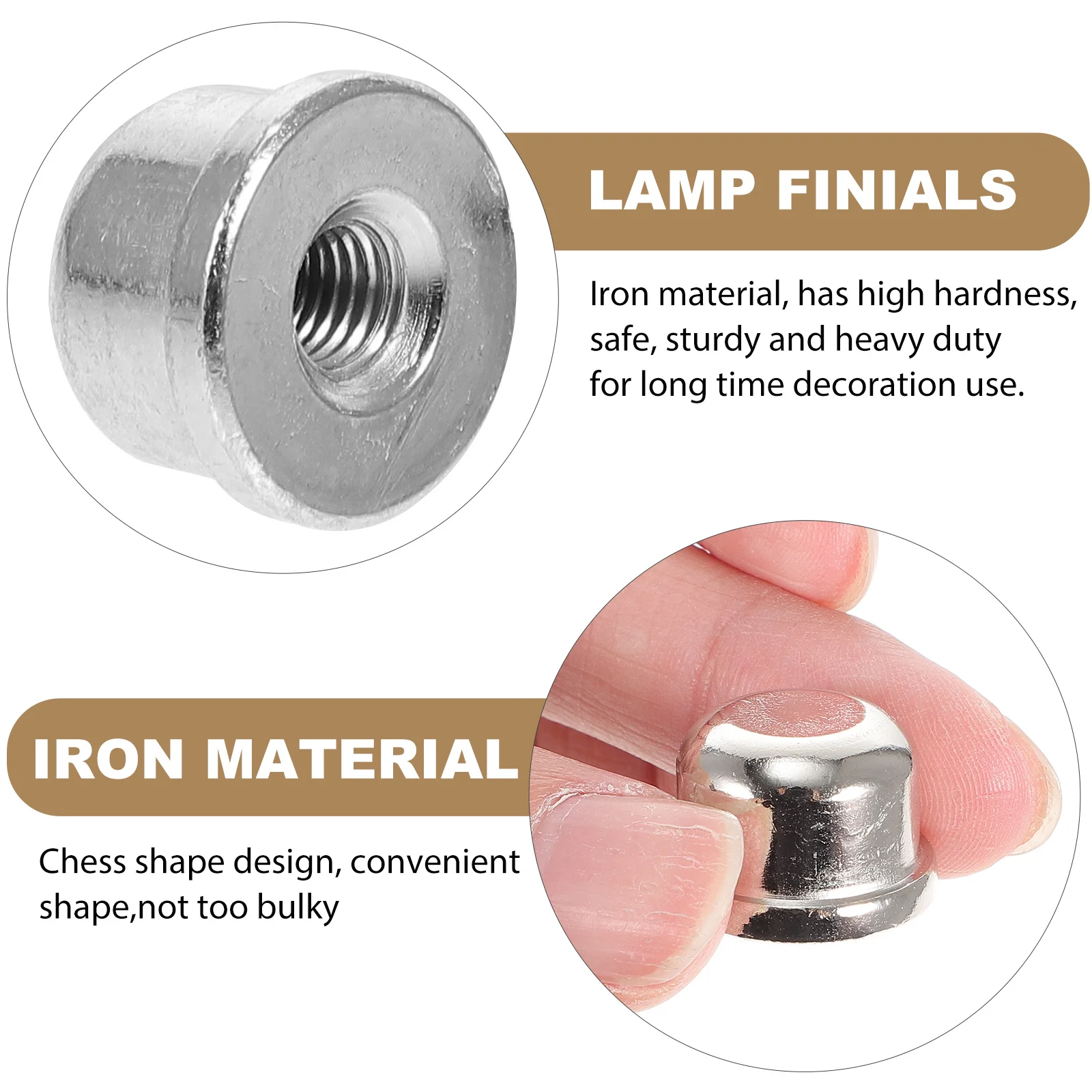 

8pcs Lamp Finials Caps Tapped Solid Metal Light Screw Cap For Table Floor Lamps Harp Shade Holder Decor Knob Lamp Accessories