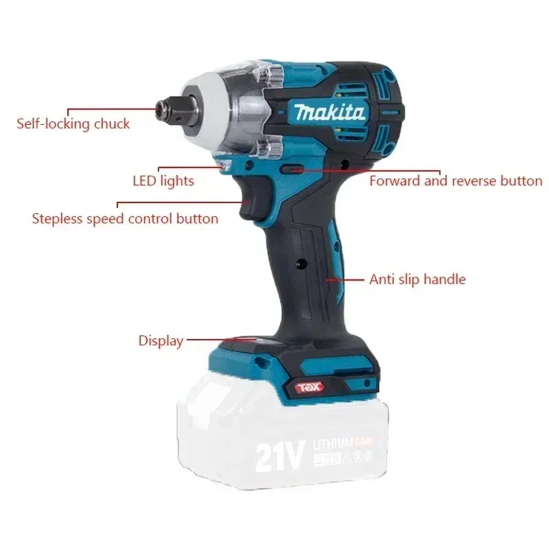 Makita TW004G 630N.m Brushless Screwdriver Machine Cordless Electric Screwdriver Rechargable Drill Driver 18V Battery