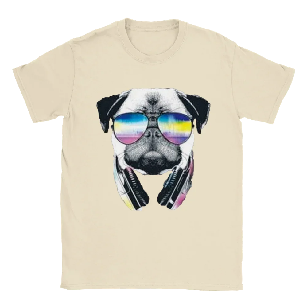 Unisex T-shirts for Men Women Summer Tees Cotton Luxury brand vintage oversizedMusic with my Pug - Classic Unisex Crewneck T-shi image 4