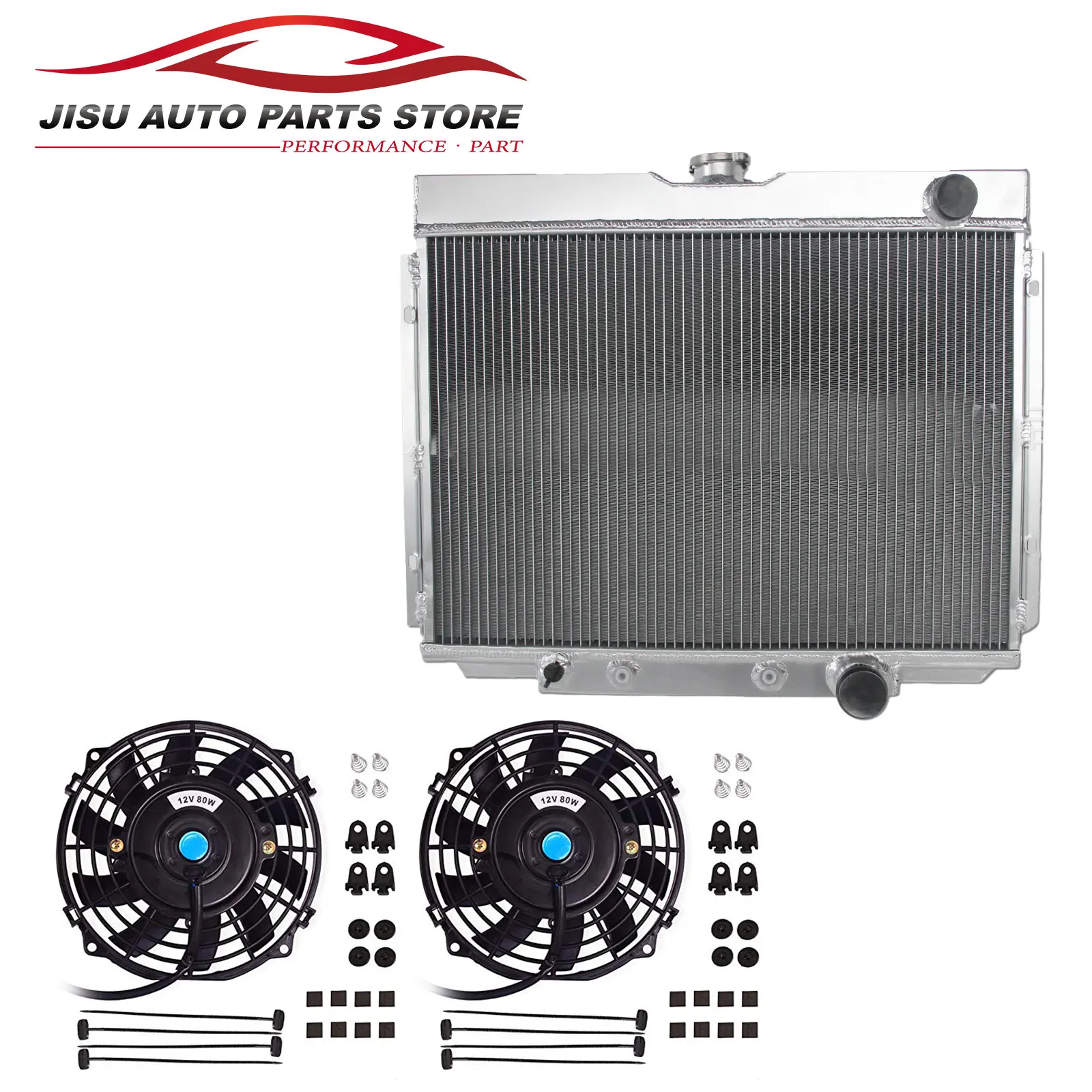 Aluminum Radiator + Fans for Ford Mustang/1967 1968 1969 1970 Mercury Cougar / XR7 1967-1970 1968 1969 1970