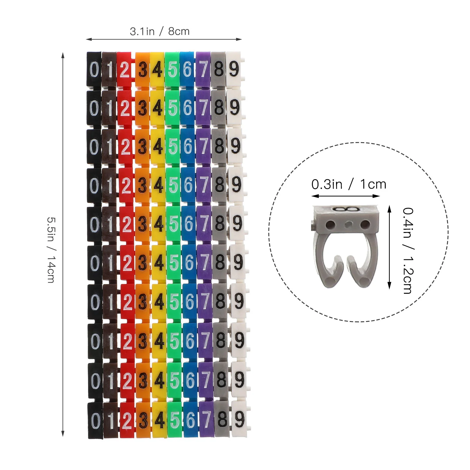 100 Pcs Cord Identification Tags Number Tube The Wire Multicolor Cable Markers Water Proof Plastic Management Labels