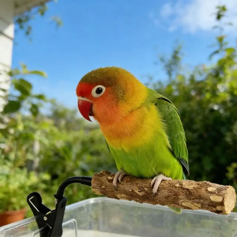 Cage Mounted Clip On Bird Perch Stand With Texture Design Stimulate Natural Perching Beak Trimming for Parrots J0MC