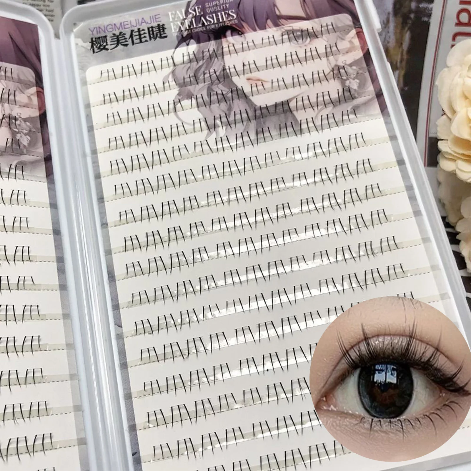 under Lashes extenstion Transparent Band Design 5-7mm Mixed Length C-Curl bottom eyelash for Cosplay Party Cat Ear manga lash