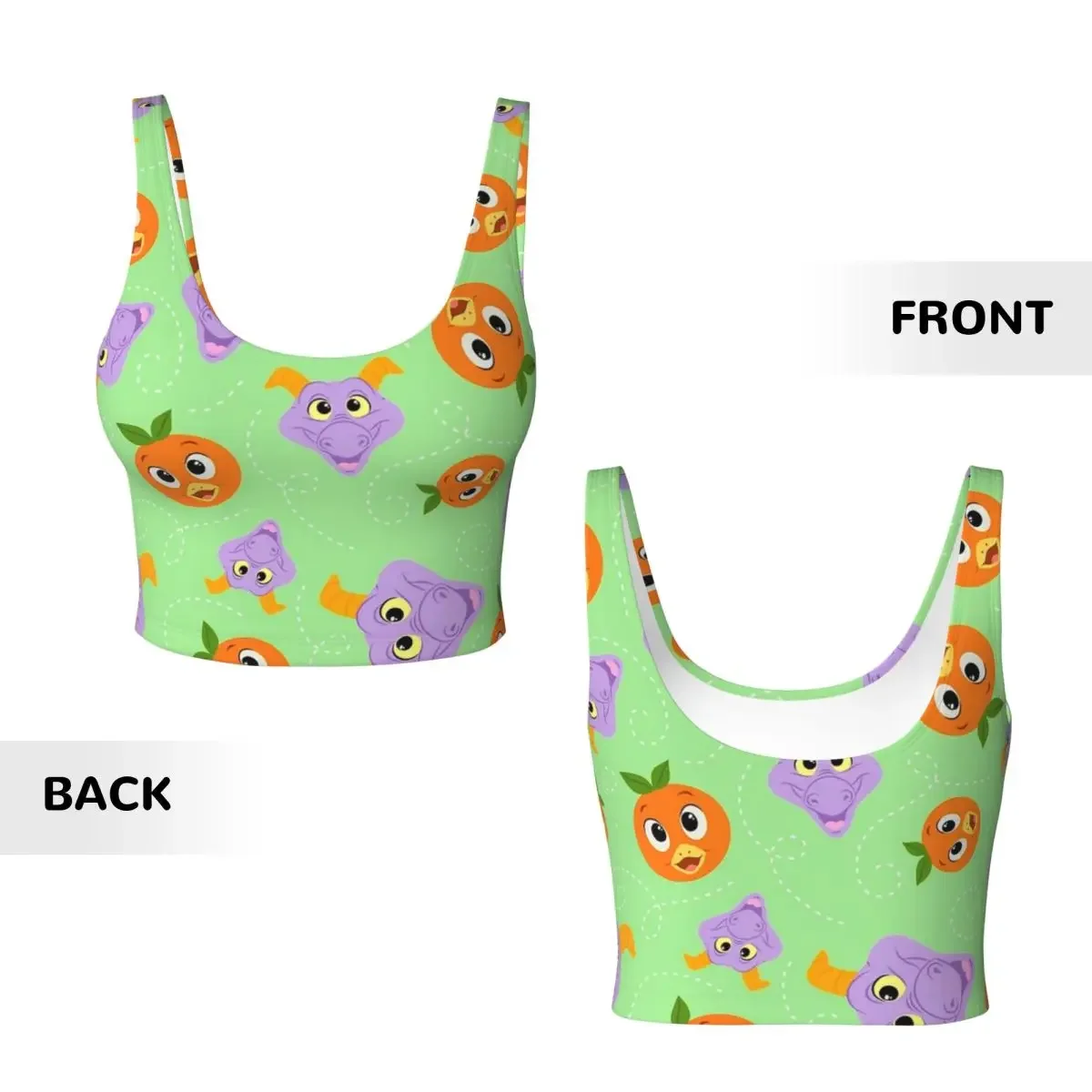 Custom Festival Fresh - Figment And Orange Bird (green) Women Sports Vest Bras Gym Workout High Impact Yoga Crop Tank Tops