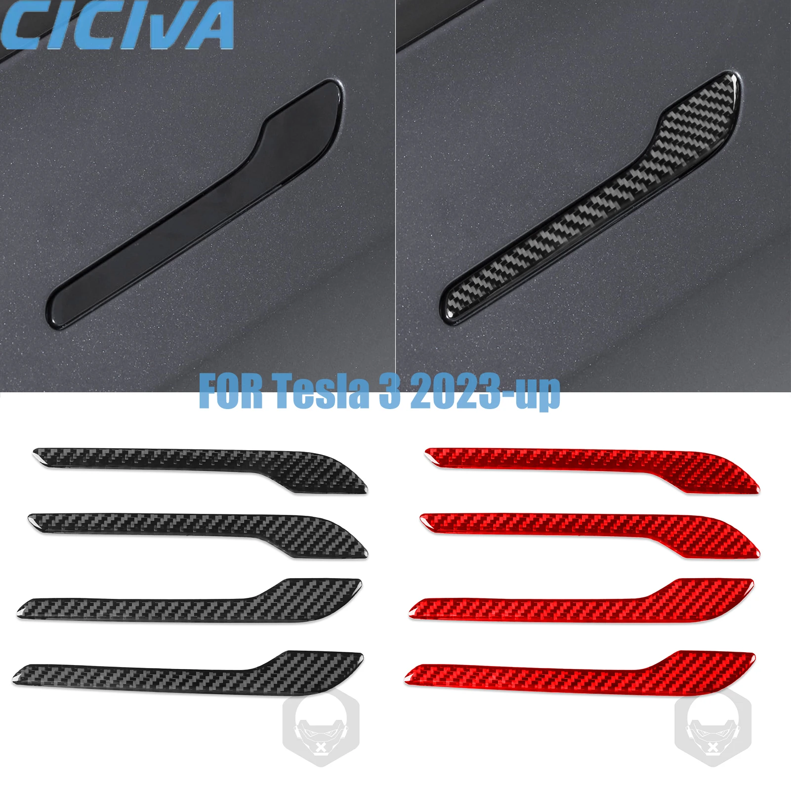 

For Tesla 3 2023-up Exterior door handle Decorative Real Carbon Fiber Stickers Car External Accessories