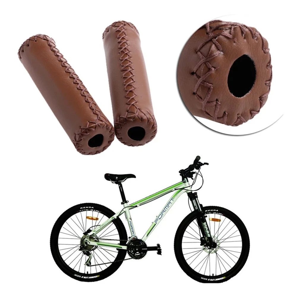Leather Mountain Bike Road Bike Leather Bicycle Grips Retro Cycling Grip Vintage Bicycle Grips Bicycle Handlebar Grips