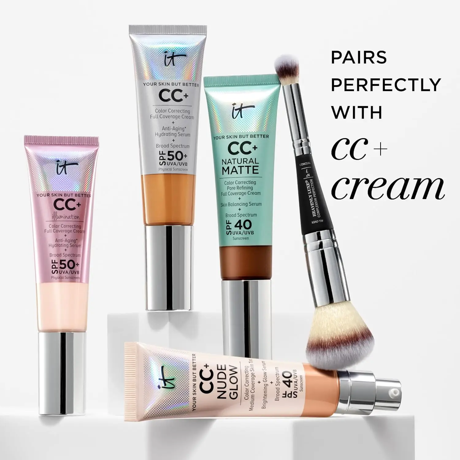 Dual-Ended Premium Makeup Brush for Foundation, Concealer & Contour - Ultra-Soft Synthetic Fibers, Airbrush Finish, Cruelty-Free