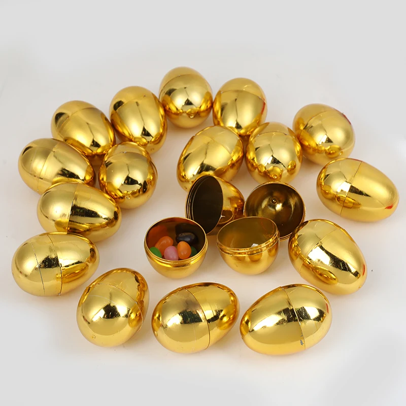 6/12PCS Befüllbare Ostereier Gold Kunststoff Eier Kreative Ostern Geschenkbox Kinderspielzeug DIY Hochzeit Geburtstag Party Dekoration