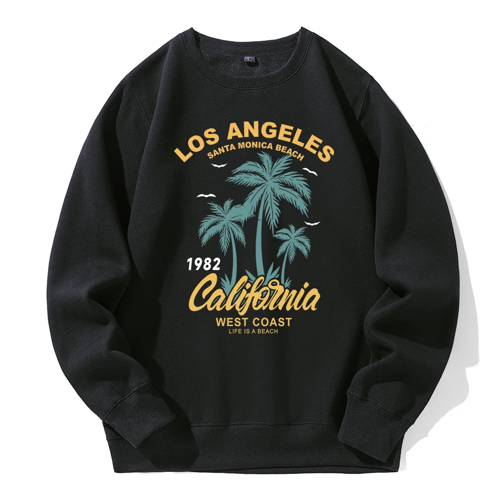 Los Angeles 1982 California West Coast Santa Monica Beach Men Hoodies Warm Comfortable Hoodie Loose Casual Hooded Street Tops