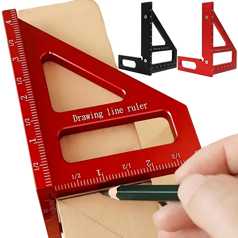 

Carpenter Square -Woodworking Square Protractor Aluminum Miter Triangle Ruler 3D Multi Angle 45/90 Degree Layout Measuring Ruler