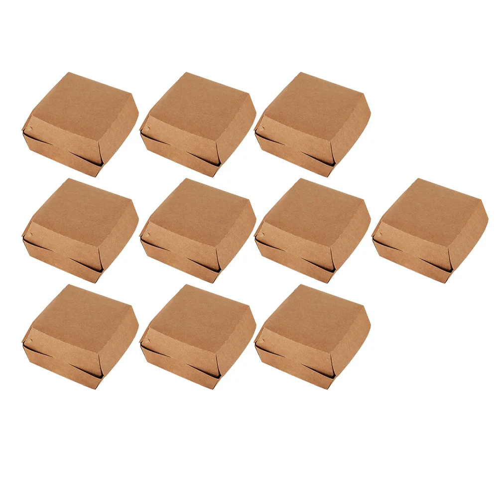 30 Pcs Hamburgers Case Portable Kraft Paper Hamburger Packaging Box Takeout Packaging Container Takeout Container for Picnics