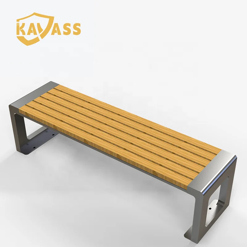 Outdoor Furnitures Bench 1.5m Hardwood Slat High Performance Stainless Steel Furniture for the Street