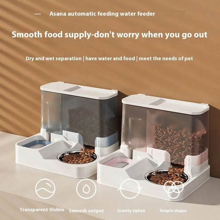 

【New Arrival】2-in-1 Automatic Pet Feeder & Water Dispenser, Dry & Wet Separation, Gravity Food Bowl for Cats & Small Dogs