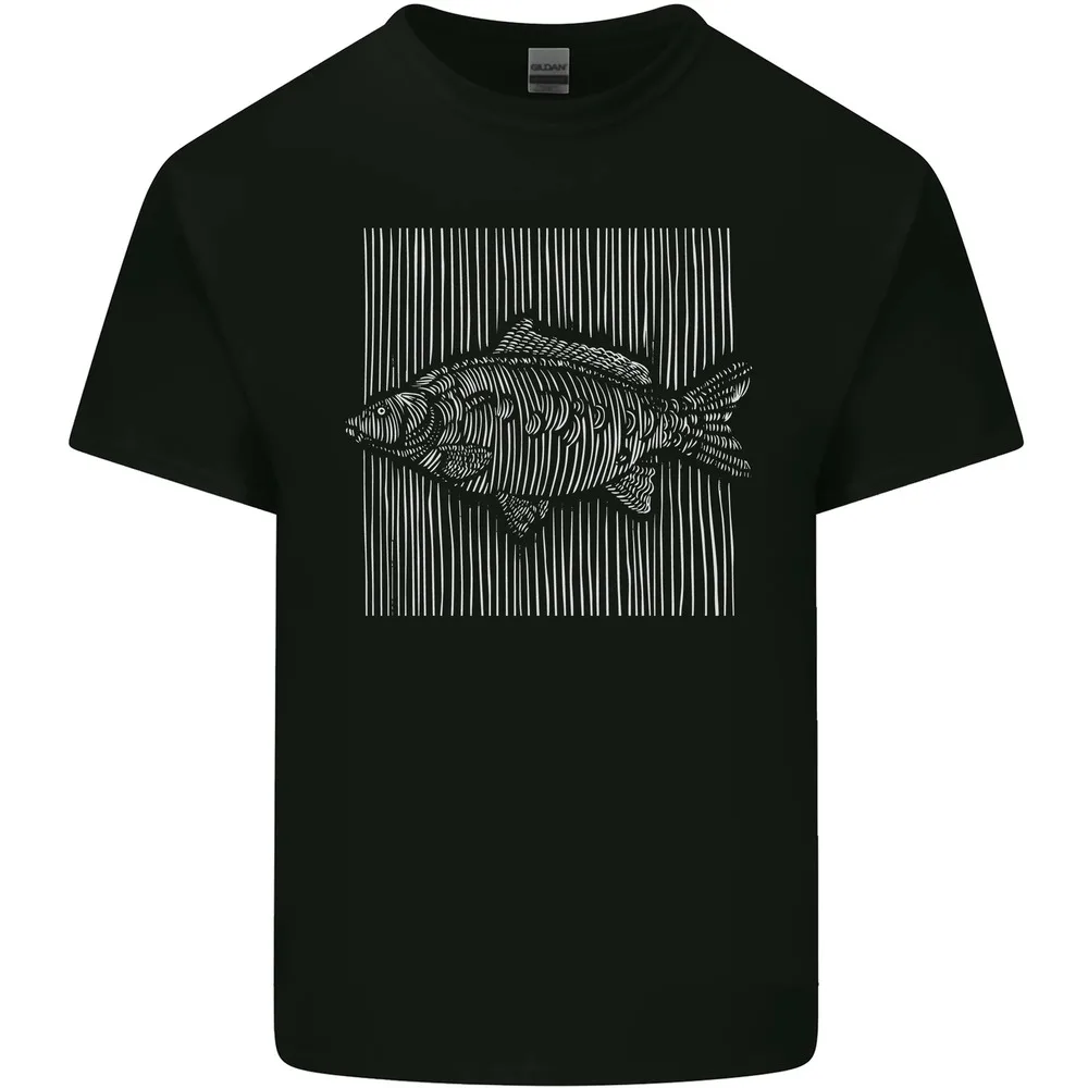 Carp Lines Fishing Fisherman Fish Angling Mens Cotton T-Shirt Tee Top  tops Unisex Summer Short Sleeve