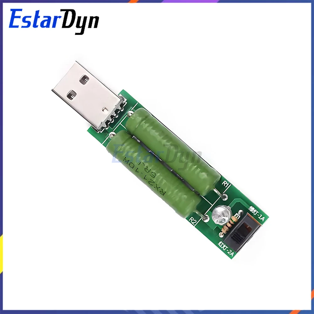 Adjustable USB Discharge Load Module 2A/1A with Switch, Dual LED Indicator for Battery Testing/Aging, Constant Current Tester