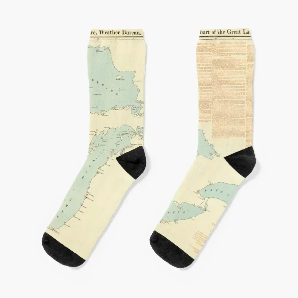 

Vintage Great Lakes Shipwreck Map (1894) Socks kids essential Running Women Socks Men's