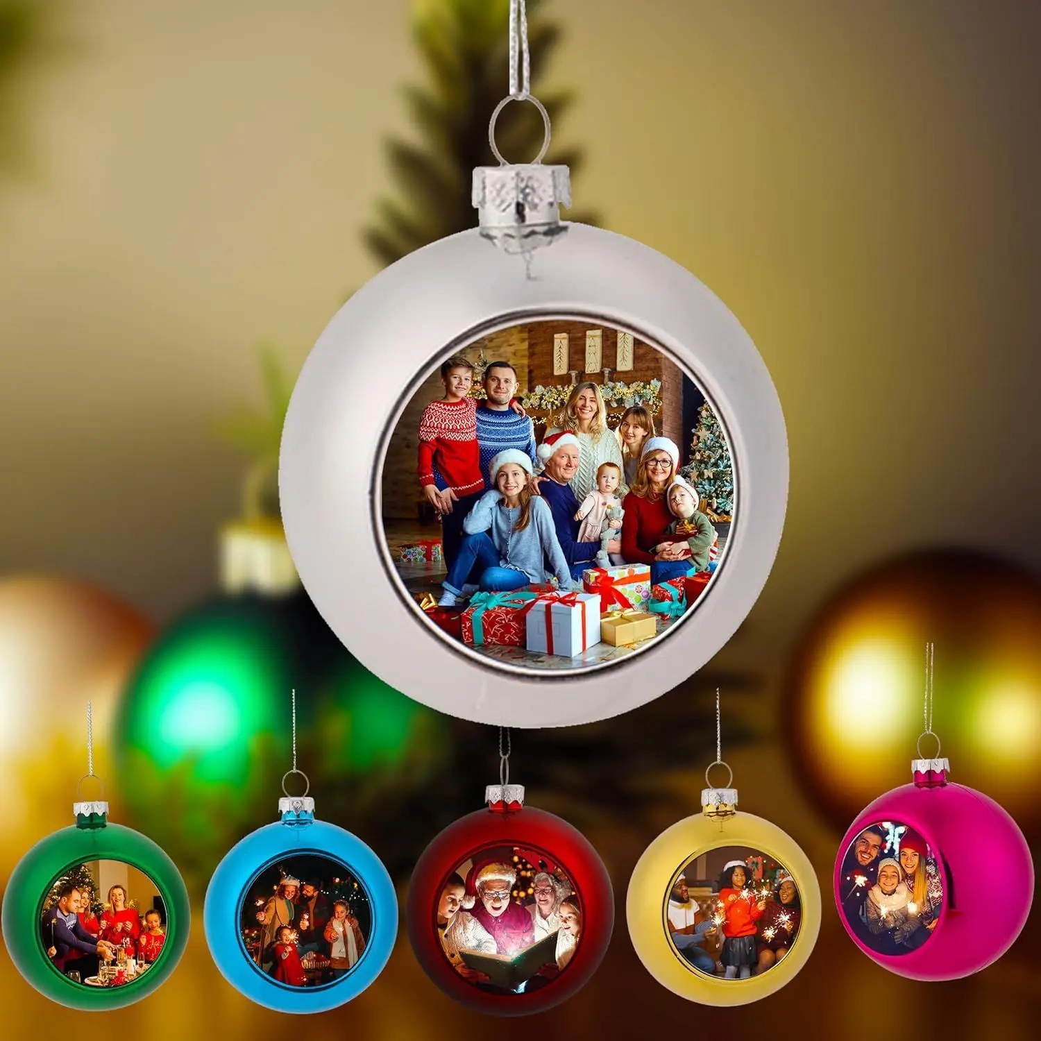 

Come to the picture to customize Christmas Christmas ball pendant: family photo, car decoration, Christmas window essential item