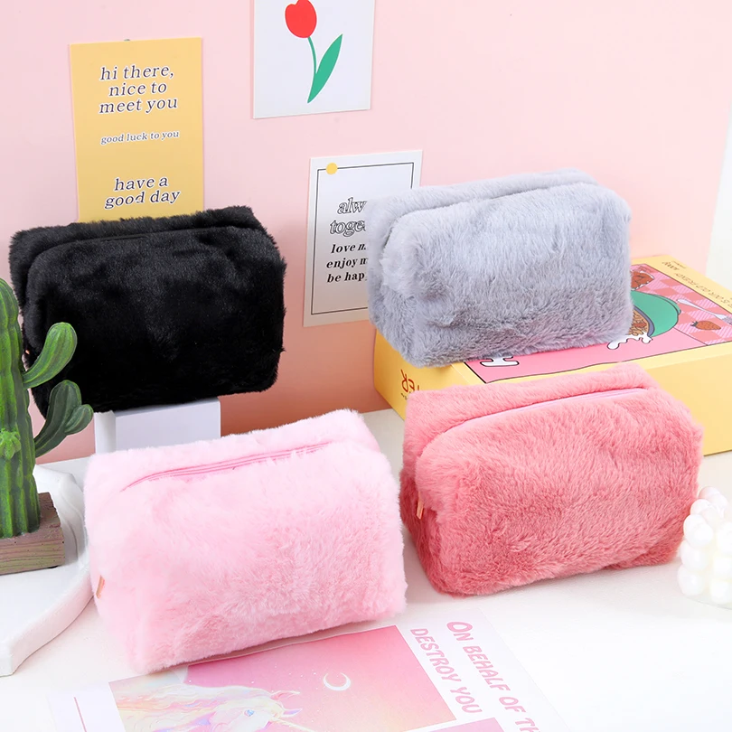 Plush Pencil Case Kawaii Stationery Pencilcase Large Capacity Estuches Escolares Pen Case Cute School Supplies Pencil Cases