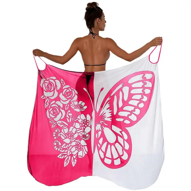 Spaghetti Strap Wrap Swim Cover Up Womens Butterfly Swimsuit Cover Up Lightweight Soft Comfortable Womens Bikini Cover Up For