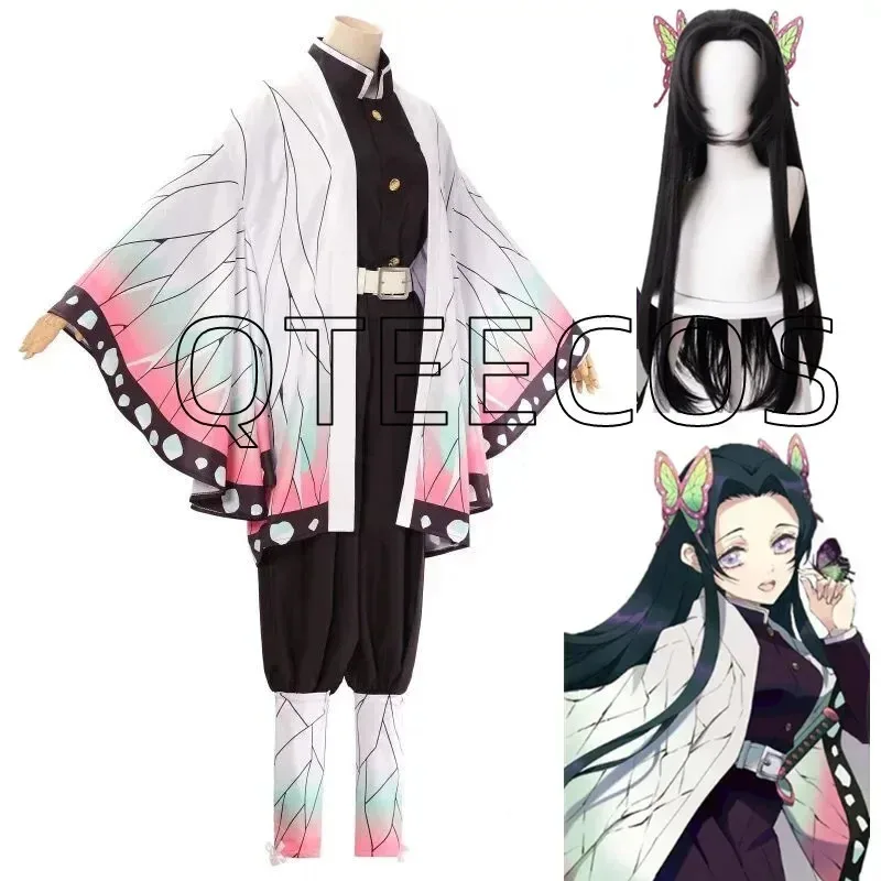 Bilibili Demone Slayer Kochou Kanae Costume Cosplay Per Adulti Bambini Anime Kimetsu No Yaiba Shinobu Kochou Vestiti di Halloween Parrucca