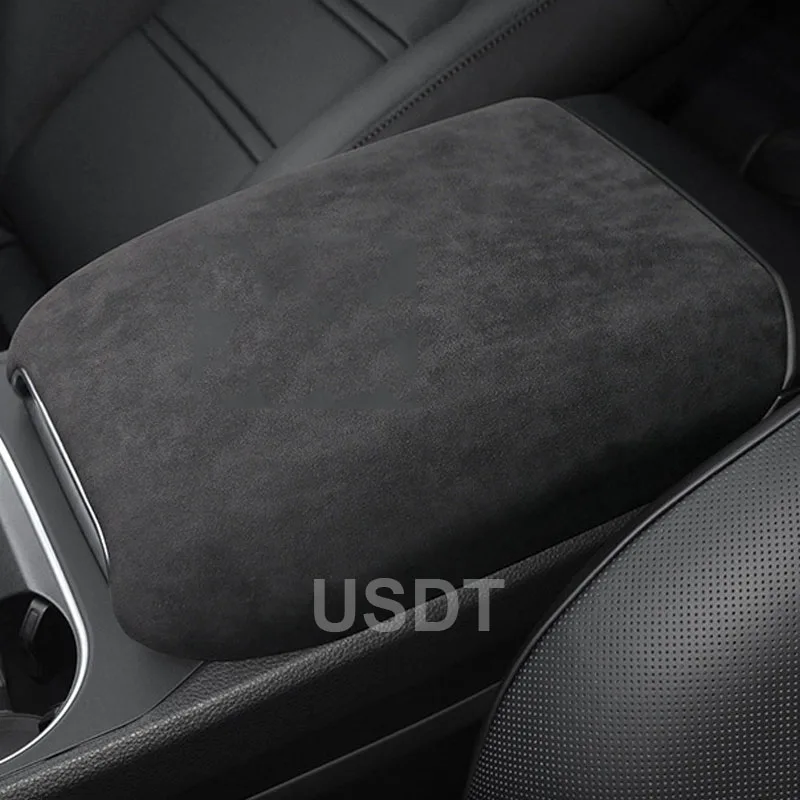 Top Seude Armrest Box Panel Mat for Porsche Cayenne 2023 2022 2021 2019 2018 Leather Car Gear Shift Knob Cover Suede Gears