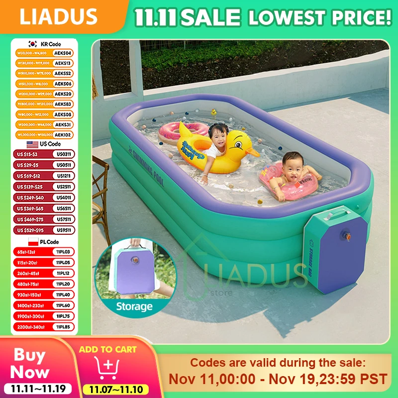 

Thickened Inflatable Octagon Swimming Pool Baby Bath Tub Foldable Large Splash Pool for Kids Adults Indoor Outdoor Water Party