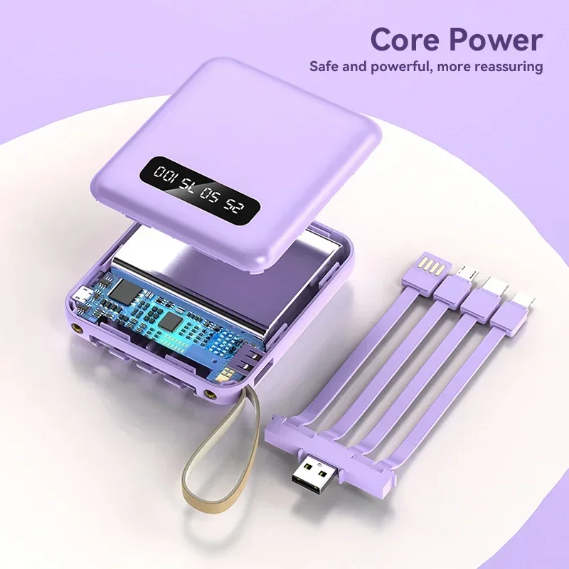 باور بانك صغير بسعة 20000 مللي أمبير في الساعة، شحن سريع، باور بانك محمول بسعة كبيرة مع كابل لبطارية آيفون وشاومي وسامسونج الخارجية #6