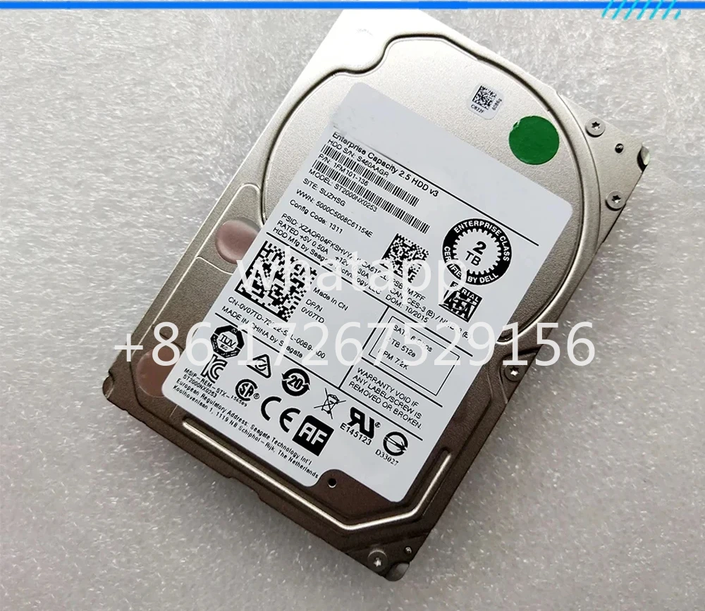 2T 7.2K 128M 12GB SATA 2.5'' 0V07TD V07TD ST2000NX0253 HDD Hard Drive For DELL