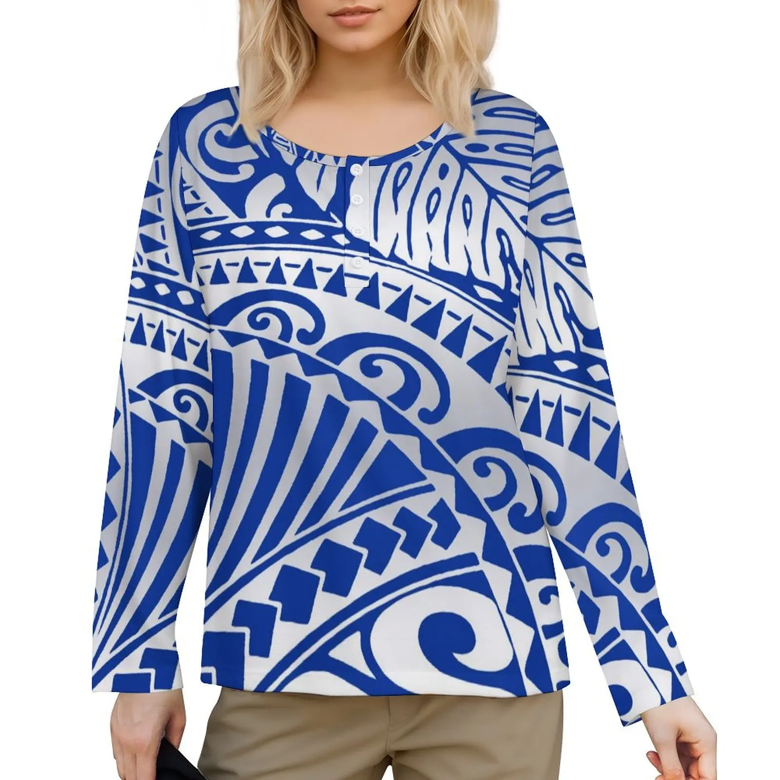 Polynesian Tribal Style Custom Samoan Print Simple And Stylish Women T-Shirt Classic Long Sleeve Comfortable Soft Fabric