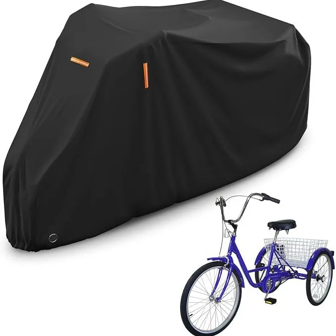 

Oxford PU Waterproof Trike Cover, Sun Rain Proof Cover with Cargo Box Protector & Elastic Straps - Fit Adult/Cargo Tricycles