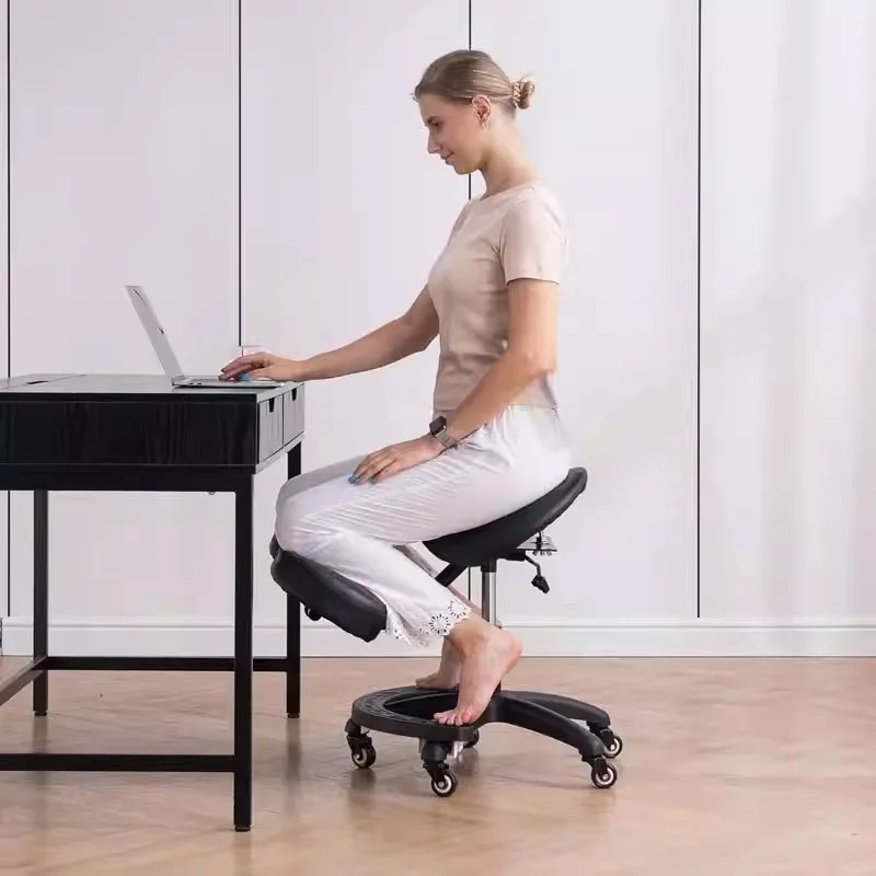 Ergonomic Adjustable Saddle Chair- Posture Corrective Kneeling Stool for Office Computer Desk Chair