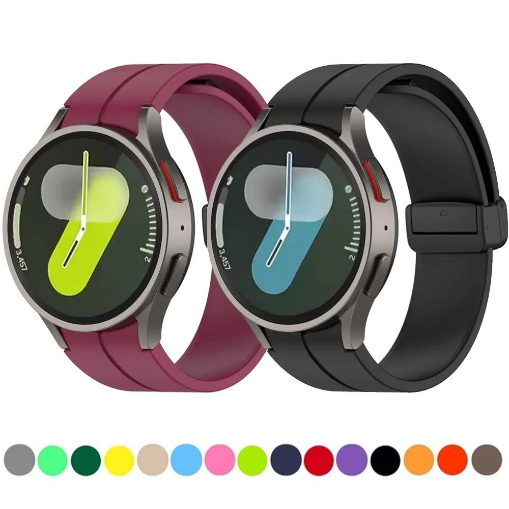 20 mm No Gap Silikonarmband für Samsung Galaxy Watch 7, 6, 5, 4, magnetische Schnalle für Galaxy Watch 6/4 Classic 5 Pro, bequemes Band
