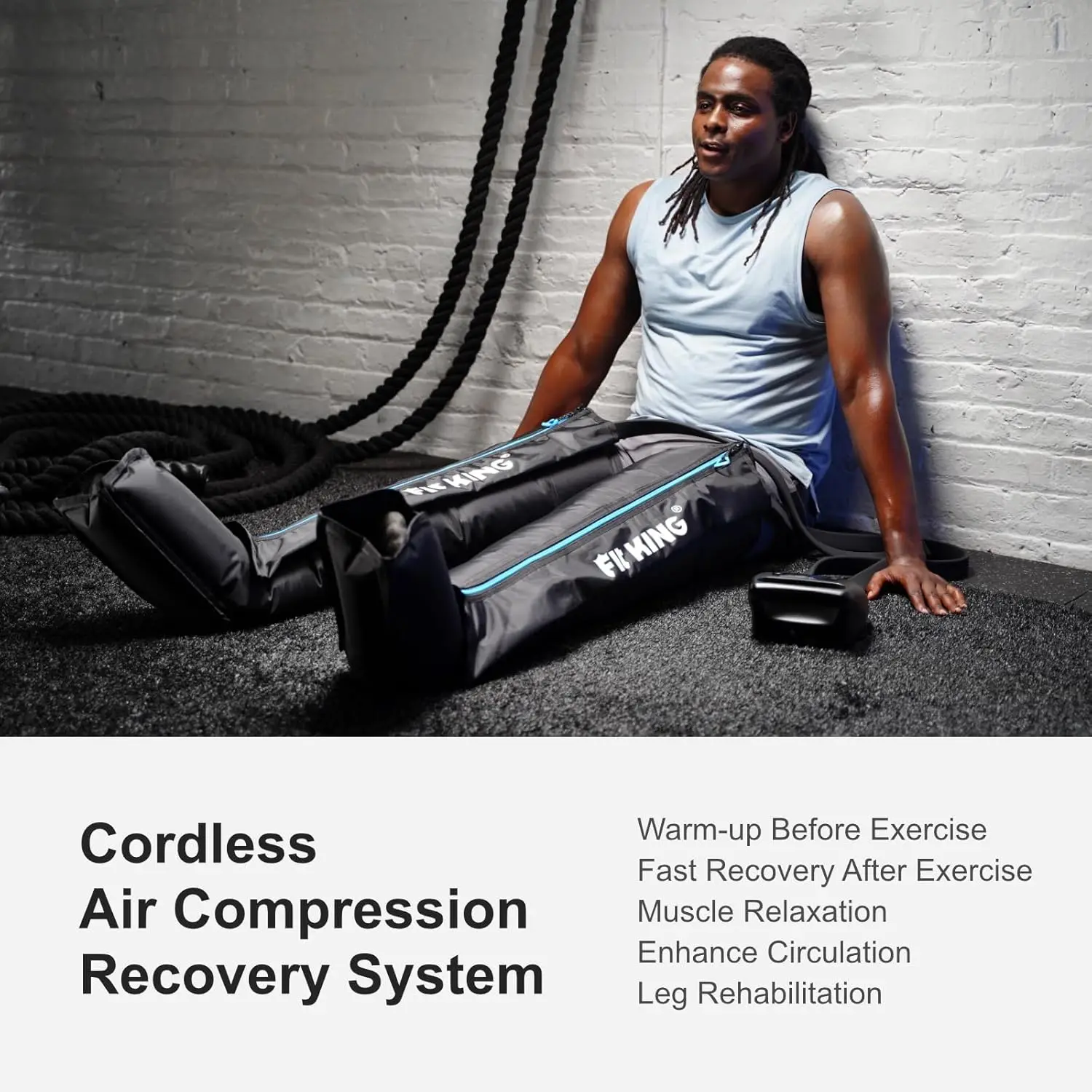 FIT KING Air Compression Recovery System, Cordless Full Leg Massager with Dynamic Pressure, Reduces Muscle Pain and Improves Cir