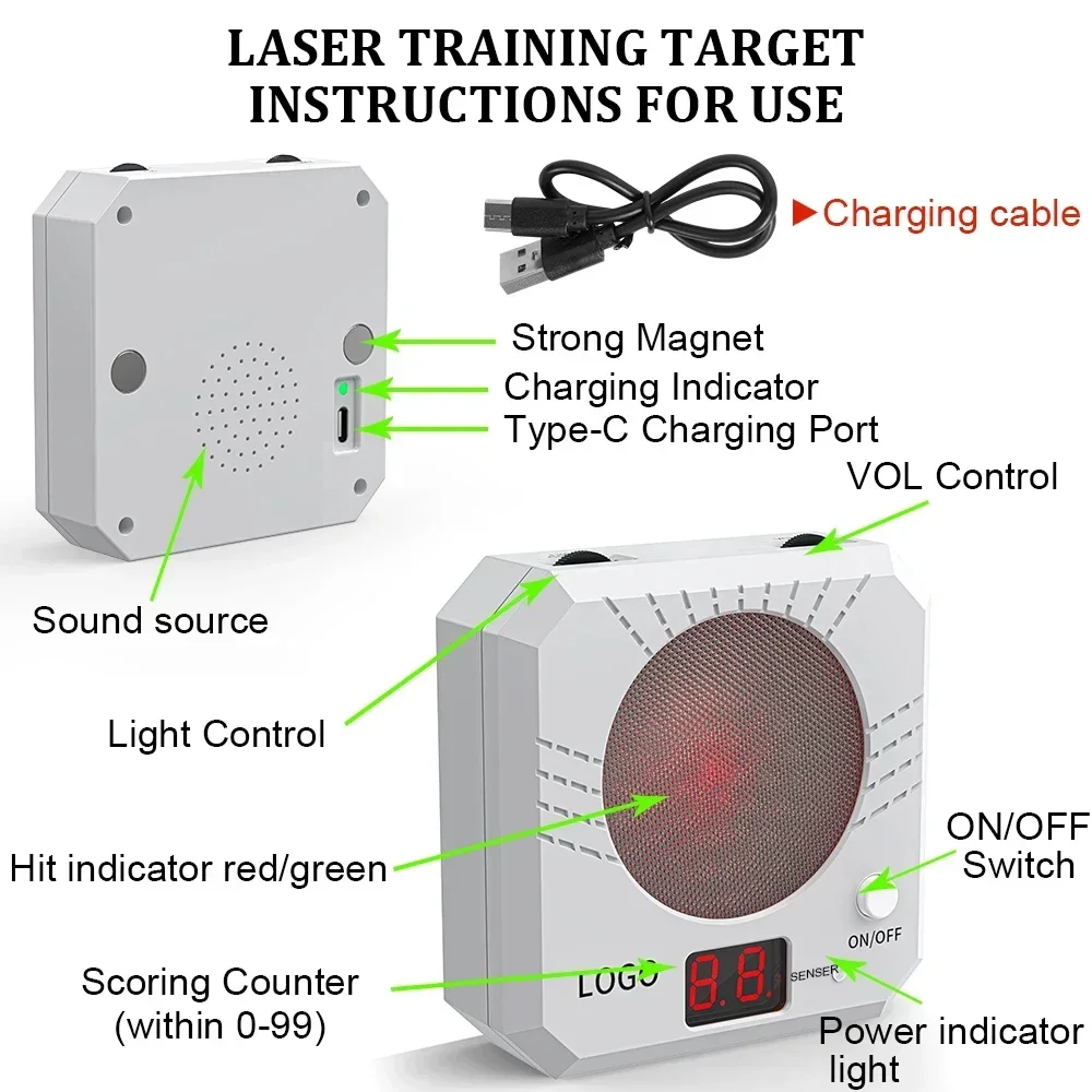 Infrared Induction Electronic Scoring Laser Target Color Sensitive Shooting Practice with Sound Effects Training Toy Equipment