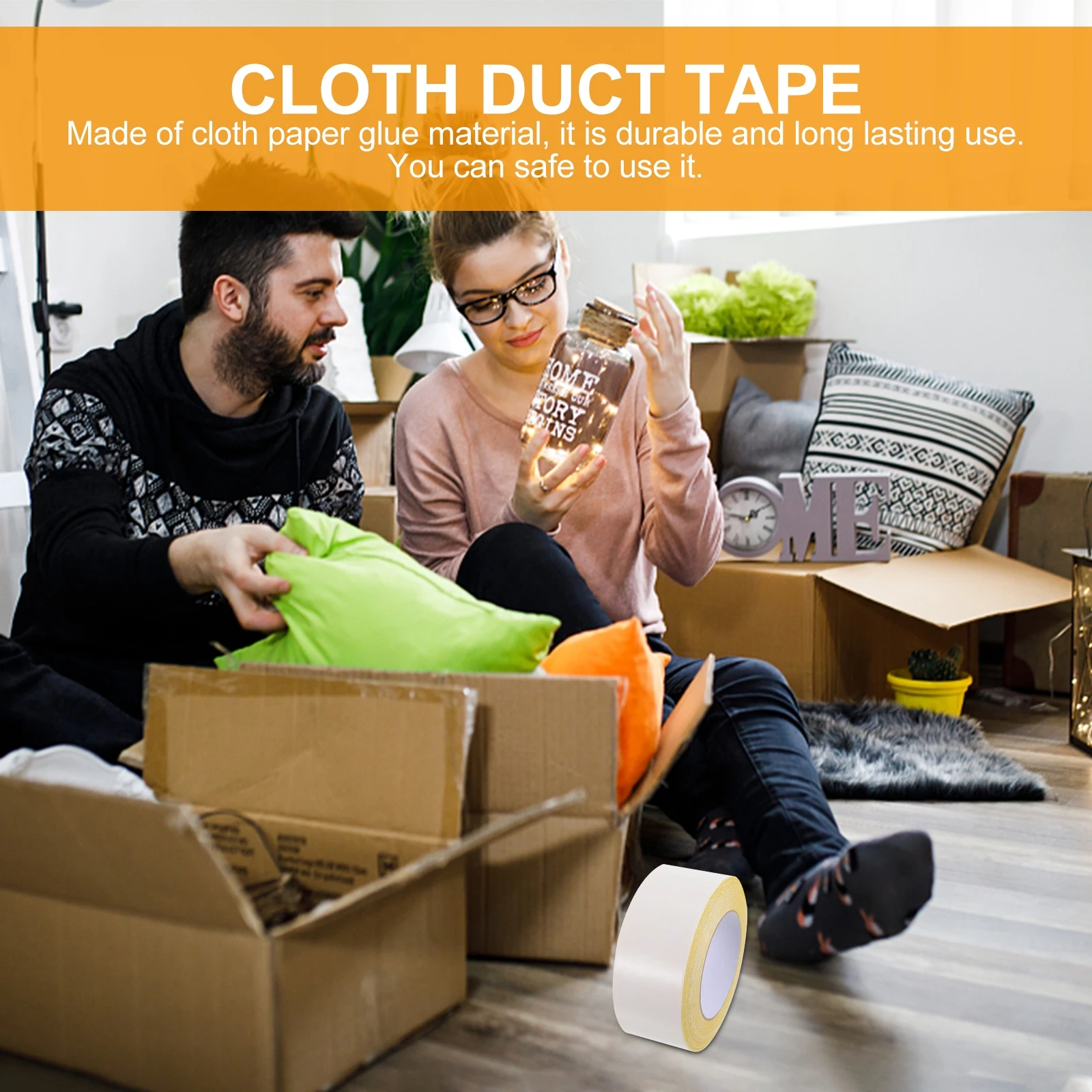 

Double Sided Tape Yellow Wall Waterproof Adhesive Cloth Duct Strong Bonding Carpet Floor Repair Bookbinding High Tensile Long