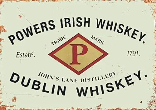 Powers Irish Whiskey Bar Metal Sign Retro Pub Plaque Man Cave Alcohol Garage Party Props Plaque/Sign 8x12 inch, TinSignEUa1 sign