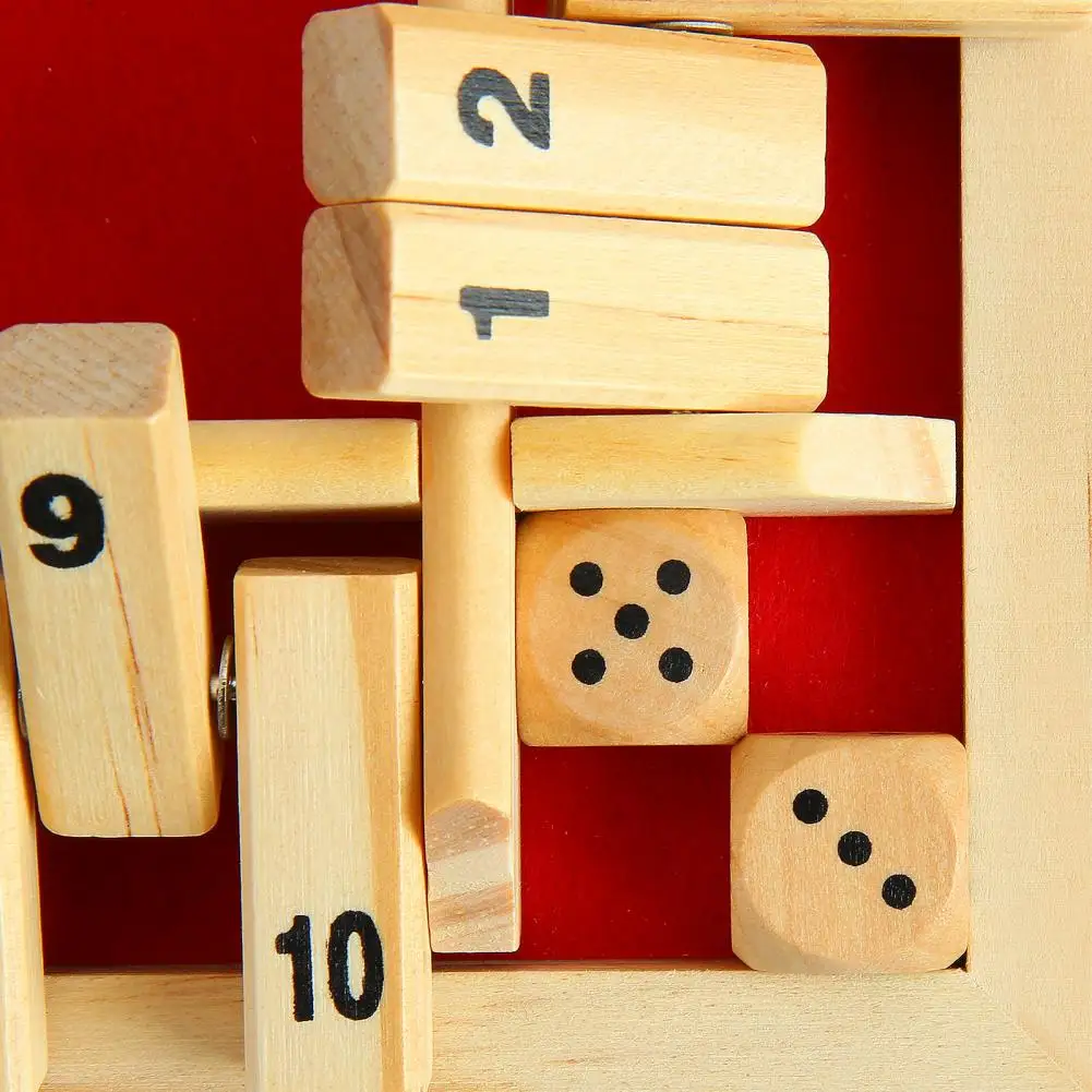 Funny Shut The Box 4 Sided Wooden Board Strategy Game Learning Numbers 2-4 Players Classic Table Dice Game for Kids