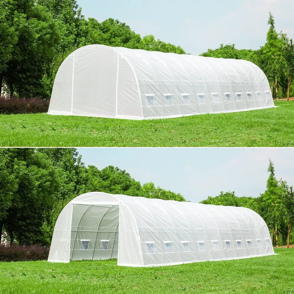 

40'×12'×7.5' Greenhouse, Walk-in Greenhouse, Portable Greenhouses with 2 Roll-up Zippered Doors&20 Screen Windows